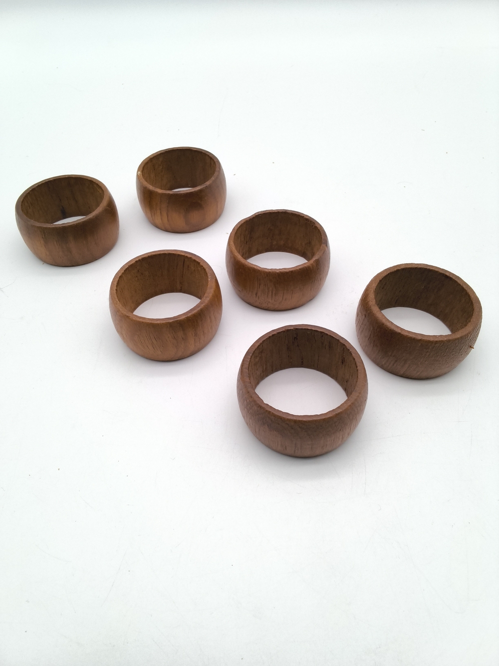 Natural Wood Napkin Rings Set of 6 - Vintage MCM Boho Table Decor